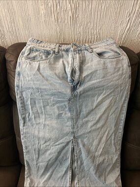Blank NYC Light Blue Straight Denim Skirt